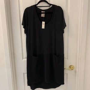 Anthropologie black jersey and textured dress